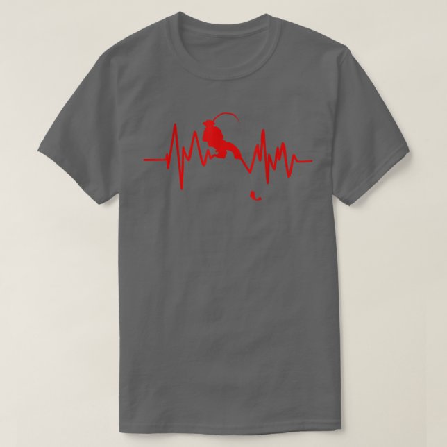 Funny Fishing Heartbeat Coole Fisch-Fischer-Gesche T-Shirt (Design vorne)