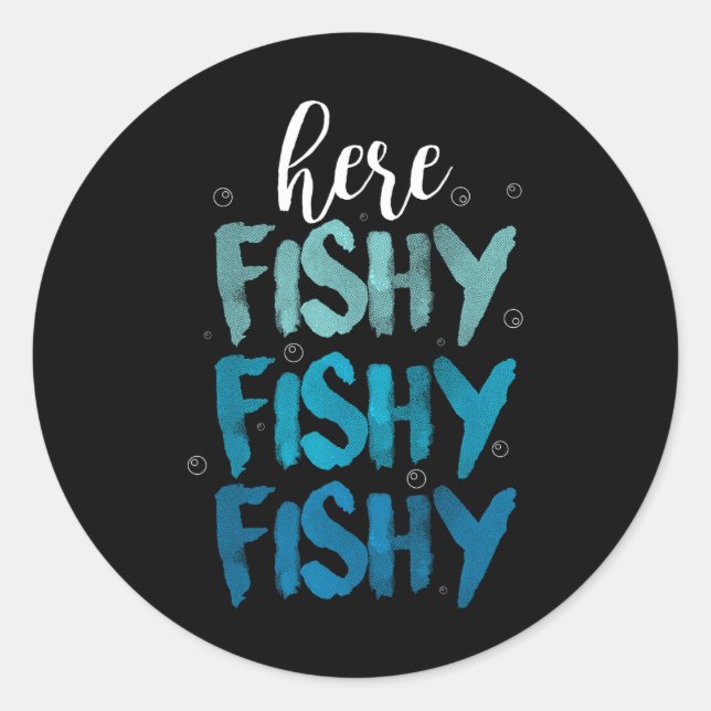 Funny Fishing Hier Fischen Liebe Summer Lake Gesch Runder Aufkleber (Vorderseite)