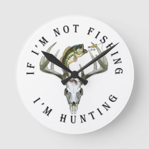 Funny Fishing Hunting Runde Wanduhr