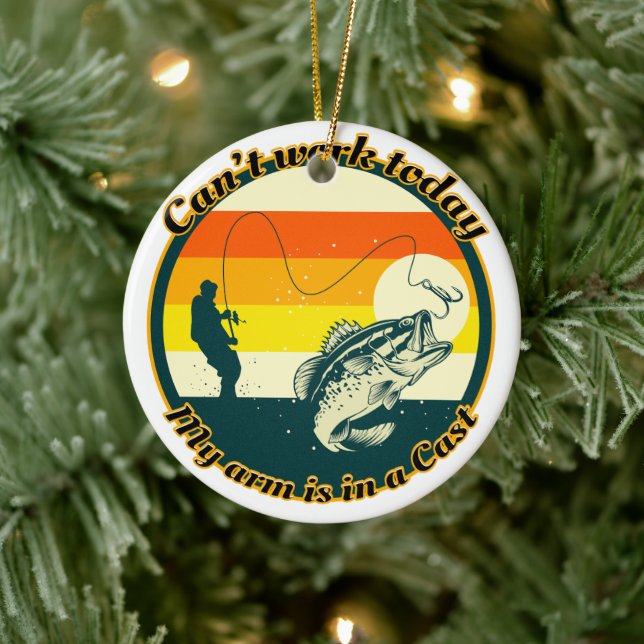 Funny Fishing kann heute nicht mehr funktionieren Keramik Ornament (Baum)