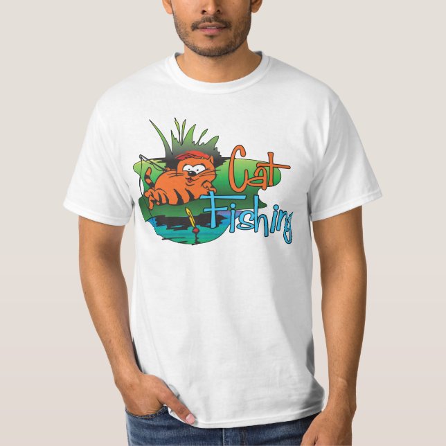Funny Fishing - Katzenfischerei T-Shirt (Vorderseite)