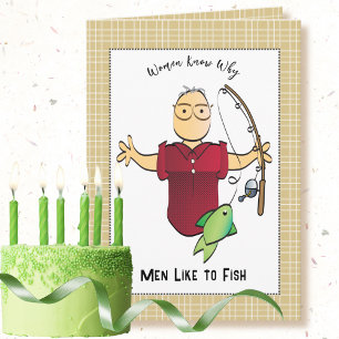 Funny Fishing Männlicher Cartoon Geburtstag Karte