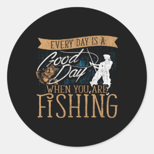 Funny Fishing Rod Fish Runder Aufkleber