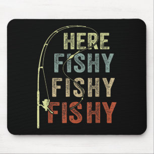 Funny Fishing-Shirt Hier fisch B Vater Frauen Kind Mousepad