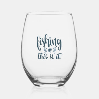 Funny Fishing Shirt mit Slogan Weinglas Ohne Stiel