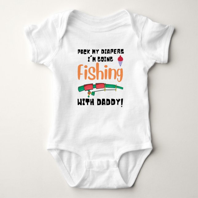 Funny Fishing Text Bodysuit Pack meine Windeln Baby Strampler (Vorderseite)