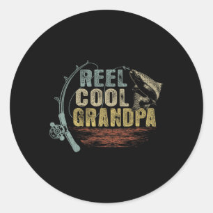 Funny Fishing Vintag Reel Cool Opa Runder Aufkleber