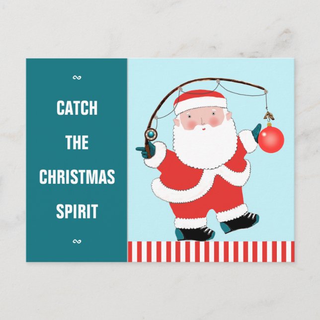 Funny Fishing Weihnachtsfeiertag Postkarte (Vorderseite)