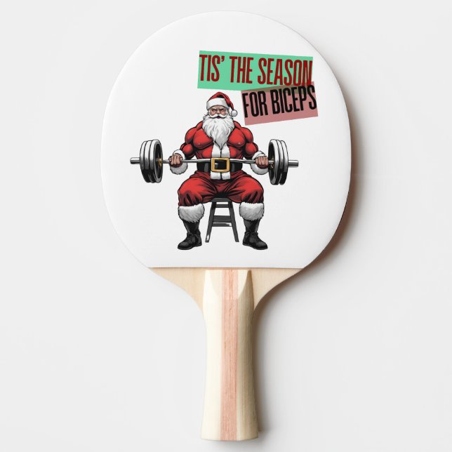 Funny Fitness Christmas Bicep Curls Barbell Tischtennis Schläger (Vorderseite)