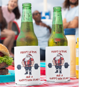 Funny Fitness Christmas Liftmas Barbell Santa Dosenkühler
