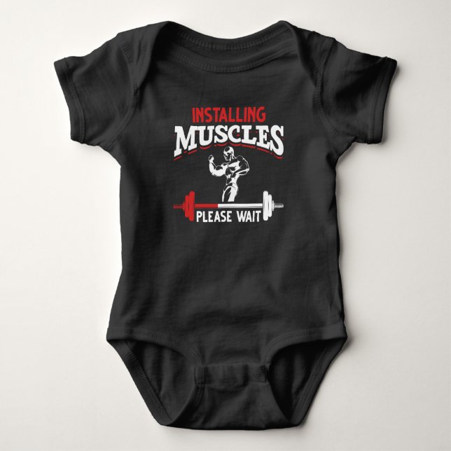Funny Fitness Gym Workout und Weightlifter Baby Strampler (Vorderseite)