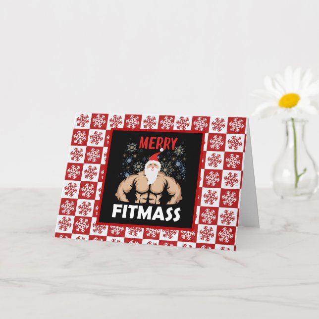 Funny Fitness Themed Christmas Fitmas Trainer Karte (Kleine Pflanze)