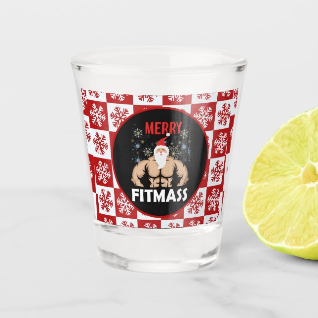 Funny Fitness Themed Weihnachts-Fitness-Trainer Schnapsglas (Vorderseite)