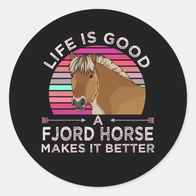 Funny Fjord Pferdegeschenk Runder Aufkleber (Vorderseite)