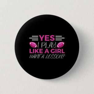 Funny Flag Football Girl Button