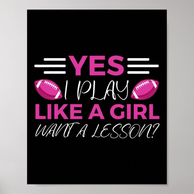 Funny Flag Football Girl Poster (Vorne)
