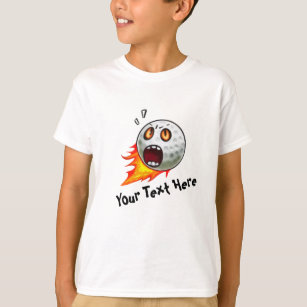 Funny Flaming Golf Ball Cartoon T-Shirt