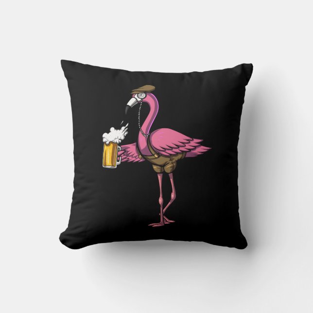 Funny Flamingo Bird Drink Bier Party Kissen (Vorderseite)