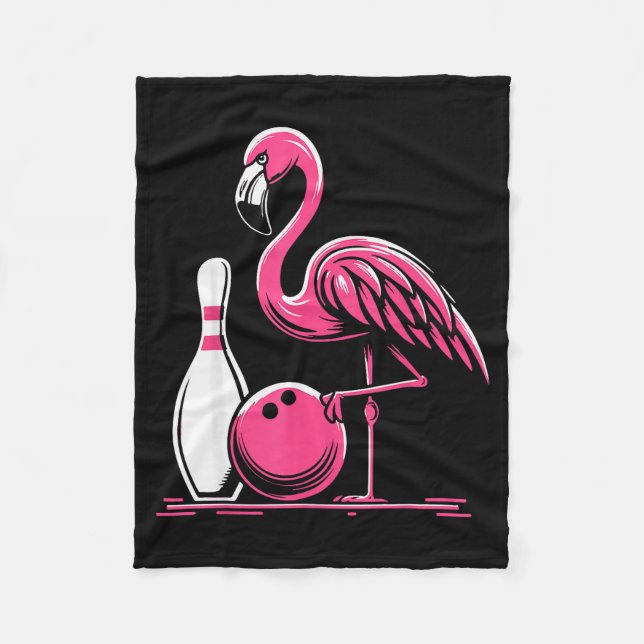 Funny Flamingo Bowling N Bowl Bowler  Fleecedecke (Vorderseite)
