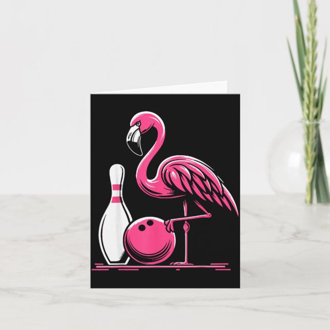 Funny Flamingo Bowling N Bowl Bowler  Karte (Vorderseite)