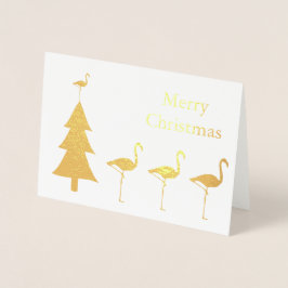 Funny Flamingo Christmas Folienkarte