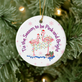 Funny Flamingo Christmas Keramik Ornament