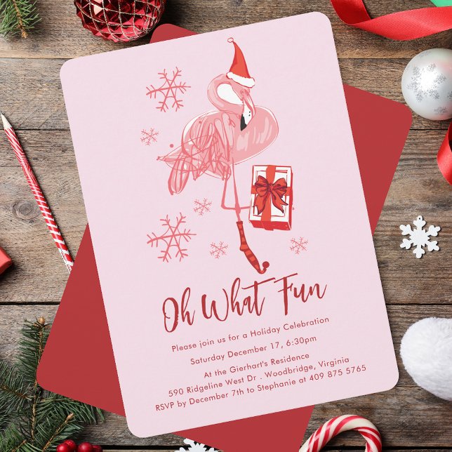 Funny Flamingo Christmas Party Einladung (Funny Flamingo Christmas Party Invitation)