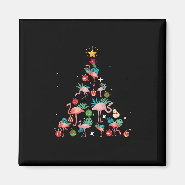Funny Flamingo Christmas Tree Magnet (Vorne)