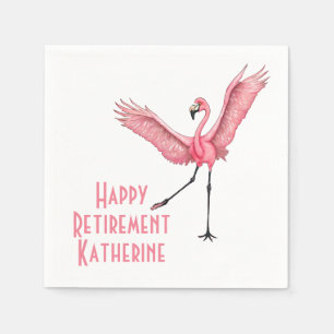 Funny Flamingo Custom Retirement Party Serviette