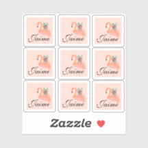 Funny Flamingo Holding Pflanze Frame Sticker