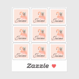 Funny Flamingo Holding Pflanze Frame Sticker