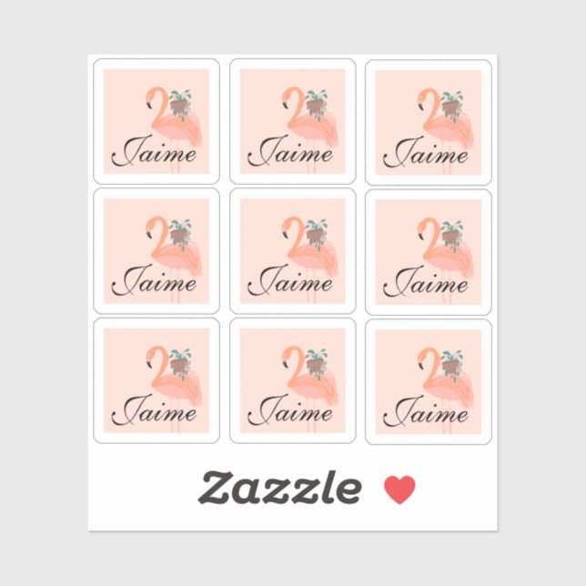 Funny Flamingo Holding Pflanze Frame Sticker (Blatt)