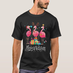 Funny Flamingo Lights Weihnachtsmannmütze Xmas Tre T-Shirt