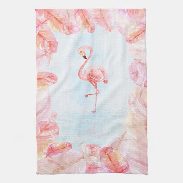 Funny Flamingo Lovers | Flamingo Feather Print Art Geschirrtuch (Vertikal)