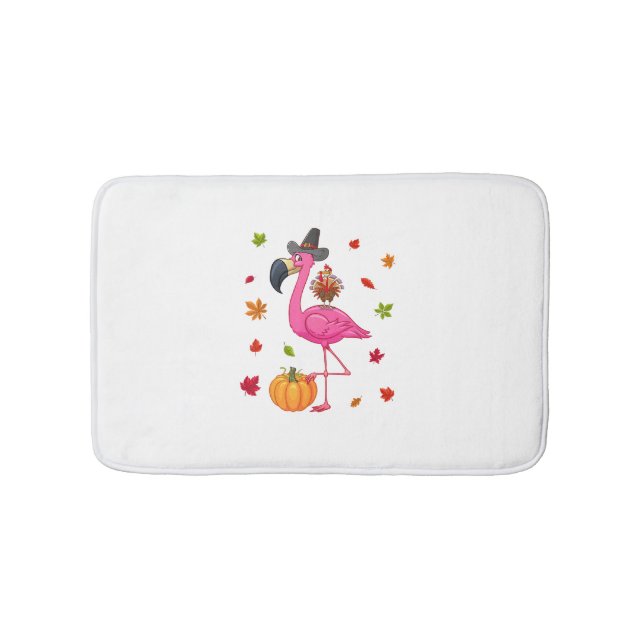 Funny Flamingo Turkey Erntedank Pumpkin Badematte (Vorderseite)
