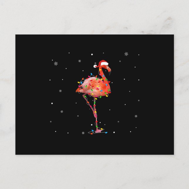 Funny Flamingo Weihnachts Light Apparel Niedliche  Ankündigungspostkarte (Vorderseite)