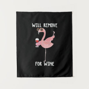 Funny Flamingo wird für Wein entfernen Wandteppich