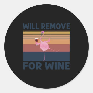 Funny Flamingo wird für Wein Niedlich Flamingo ent Runder Aufkleber