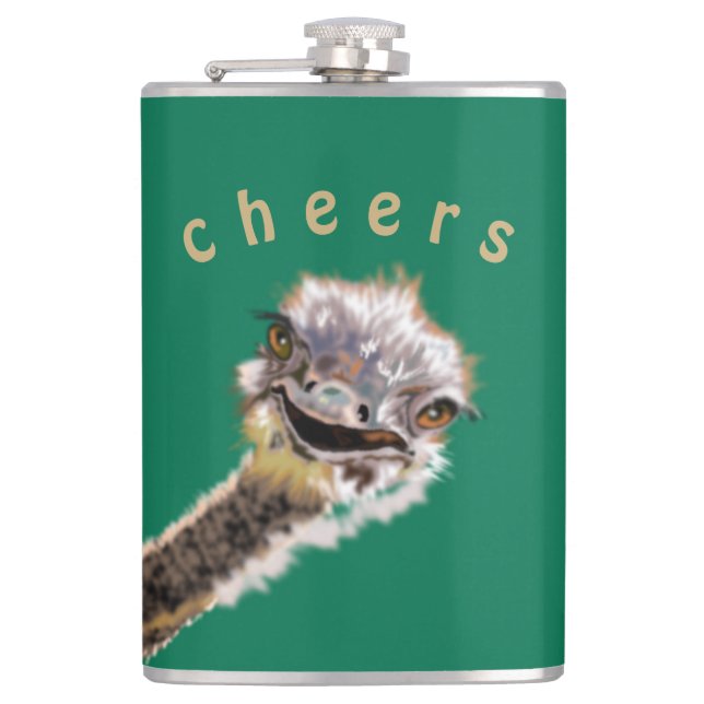 Funny Flask spielerischer Straußenjammer - Dein Te Flachmann (Vorderseite)