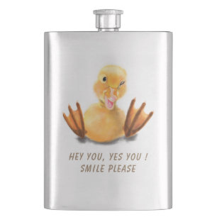 Funny Flask with Happy Duck - Custom Text Flachmann