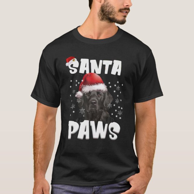 Funny Flat überzogen Retriever Weihnachtsleuchten  T-Shirt (Vorderseite)