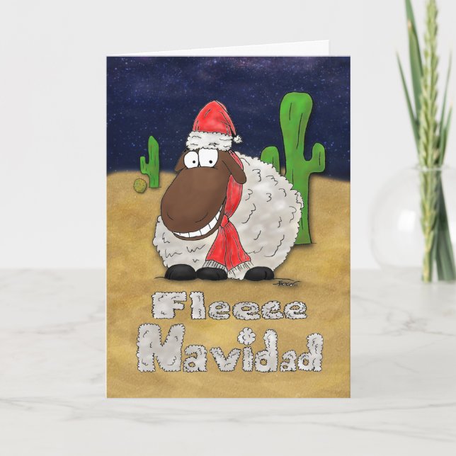 Funny Fleece Navidad Cartoon Weihnachtskarte Feiertagskarte (Vorderseite)