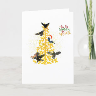 Funny fliegend Ravens Weihnachtsgrußkarte Feiertagskarte