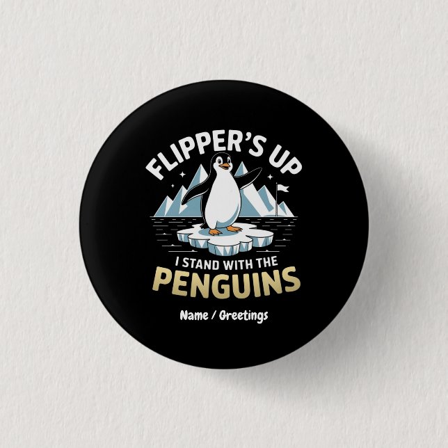 Funny Flippern auf, stehen mit den Pinguinen kühl Button (Vorderseite)