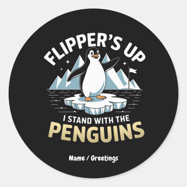 Funny Flippern auf, stehen mit den Pinguinen kühl Runder Aufkleber (Vorderseite)