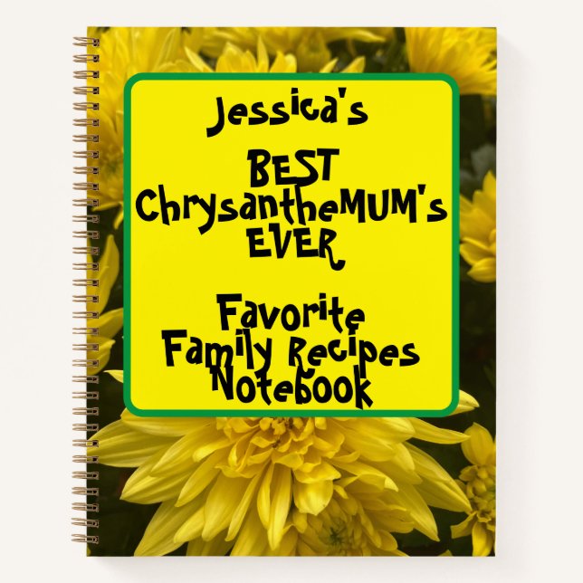 Funny Floral Family Recipies Spiral Notebook Notizbuch (Vorderseite)