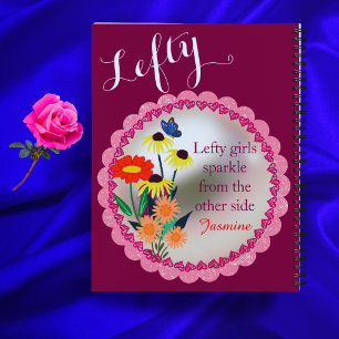 Funny Floral Individuelle Name Links Handed School Notizbuch