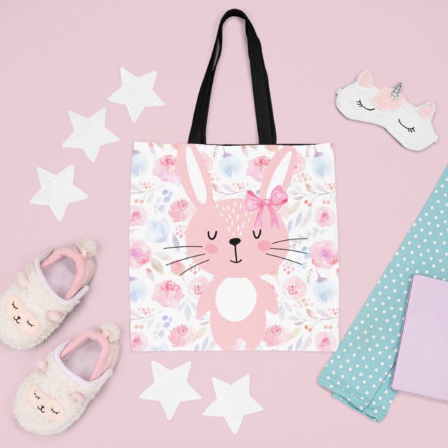 Funny Floral Pink Bunny Tasche (Von Creator hochgeladen)