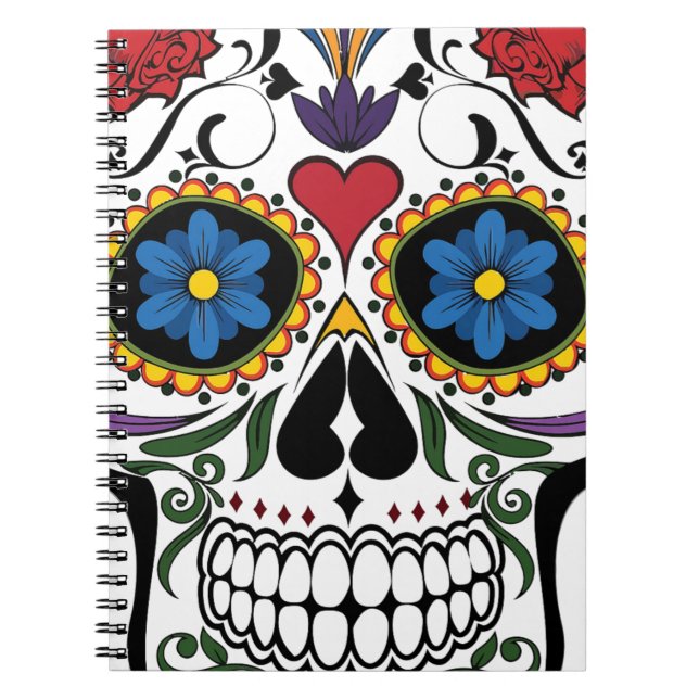 Funny Floral Skull Notizblock (Vorderseite)