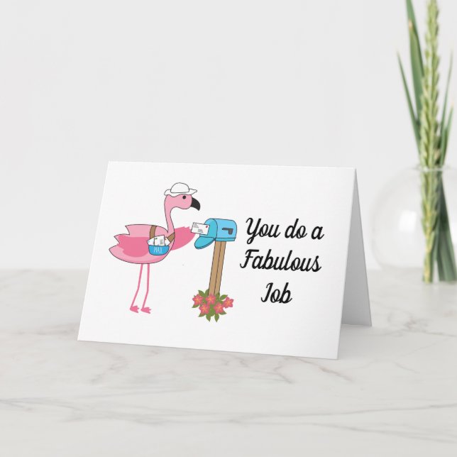 Funny Florida Flamingo Mail Lady Letter Carrier Karte (Vorderseite)